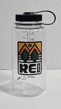 NALGENE REI 32 fl oz Clear Plastic Wide Mouth Water Bottle Made In USA